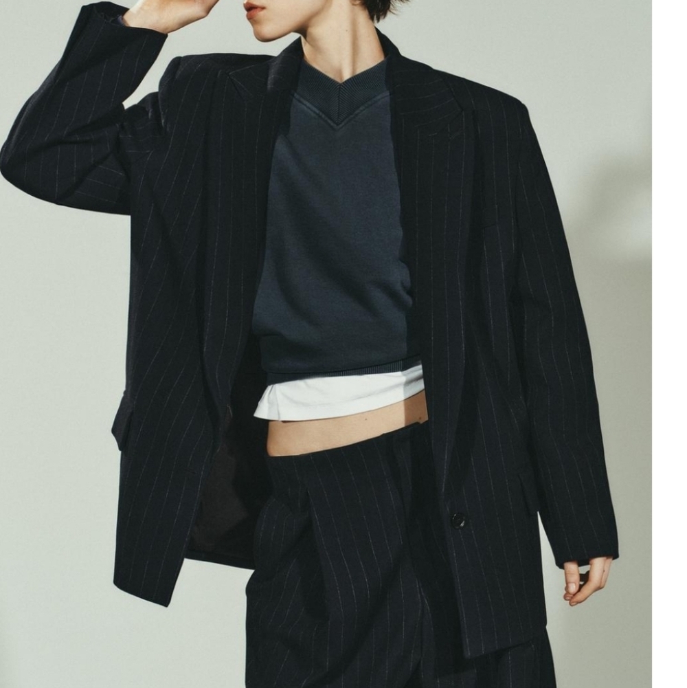 ZARA PINSTRIPE OVERSIZED BLAZER WITH POCKETS SIZE M - Picture 5 of 14